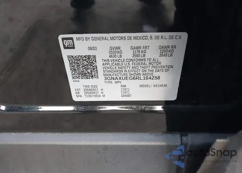 2024 Chevrolet Equinox Awd Lt из США, поврежденный, VIN 3GNAXUEG6RL164258